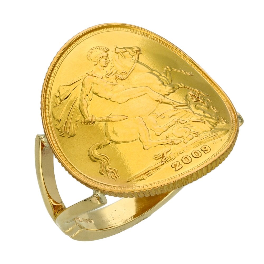 2009 Yellow Gold Full Sovereign Coin Ring - 10.7g