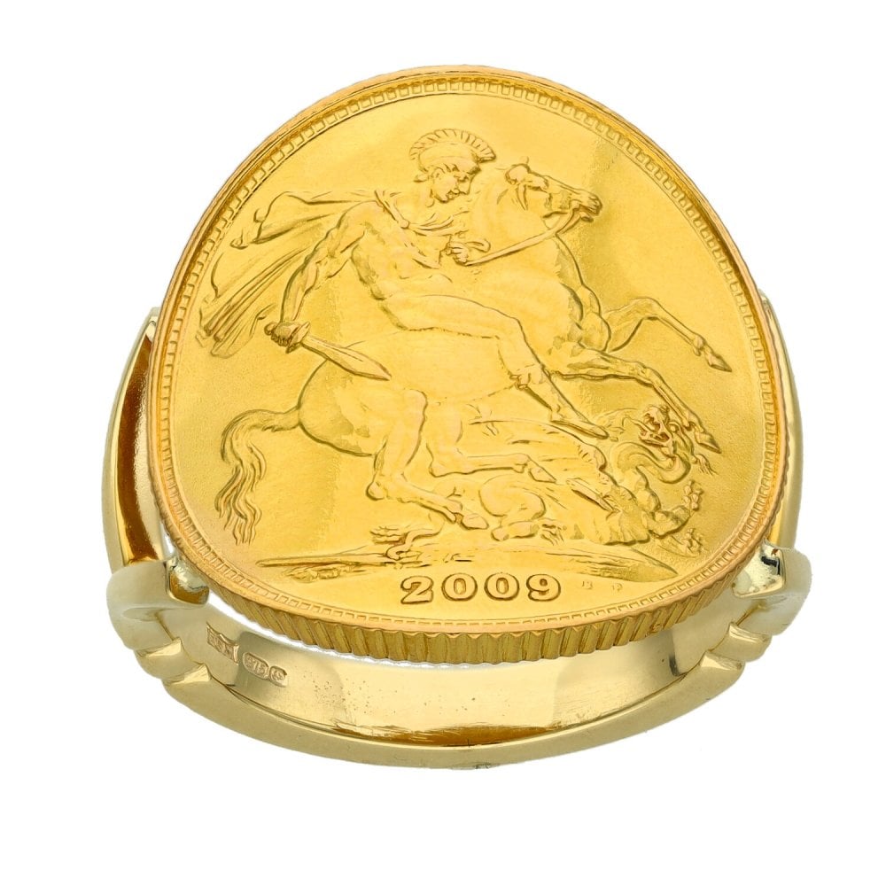 2009 Yellow Gold Full Sovereign Coin Ring - 10.7g