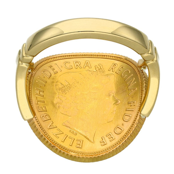 2009 Yellow Gold Full Sovereign Coin Ring - 10.7g