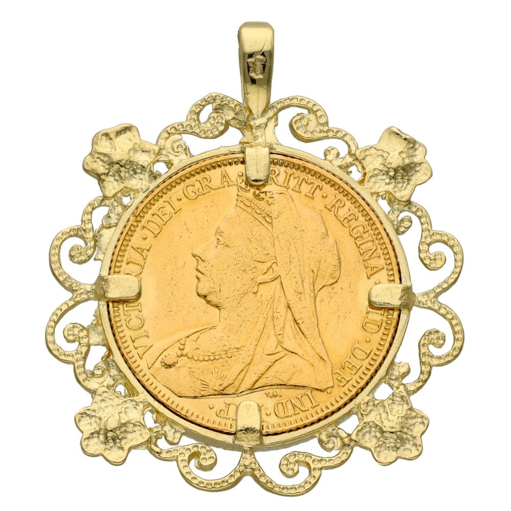 1898 Yellow Gold Full Sovereign Coin Pendant - 12.2g