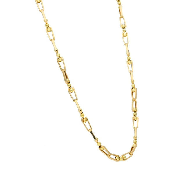 9ct Yellow Gold 22" Bead & Paperlink Twist Chain - 11.1g