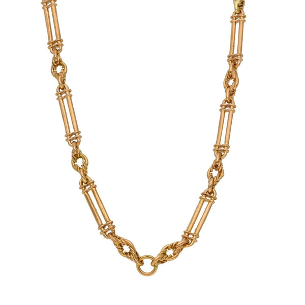 9ct Rose Gold 20" Bar and Rope Chain - 26.1g