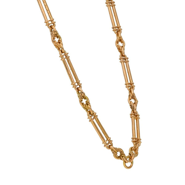 9ct Rose Gold 20" Bar and Rope Chain - 26.1g