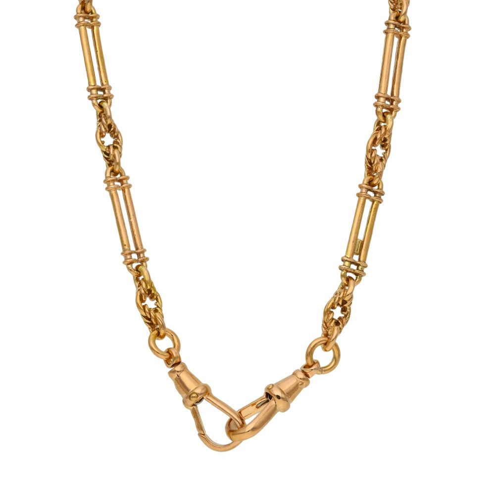 9ct Rose Gold 20" Bar and Rope Chain - 26.1g