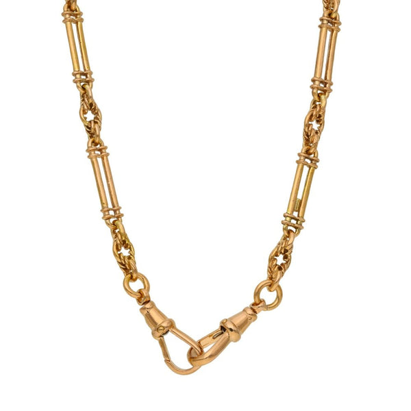 9ct Rose Gold 20" Bar and Rope Chain - 26.1g