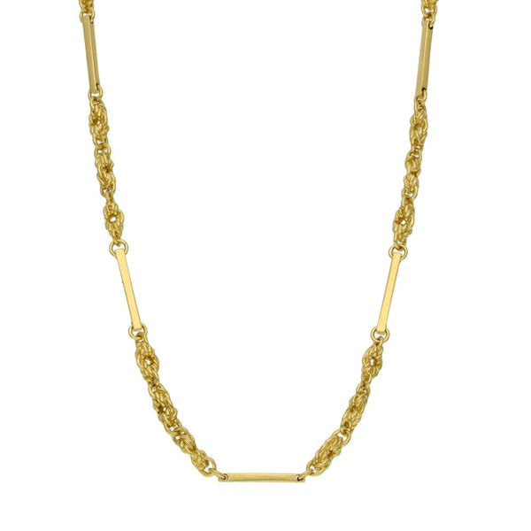 9ct Yellow Gold 25" Rope & Bar Link Chain - 22.8g