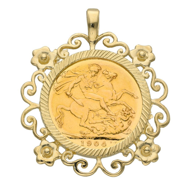 1904 Yellow Gold Full Sovereign Coin Pendant - 11.4g