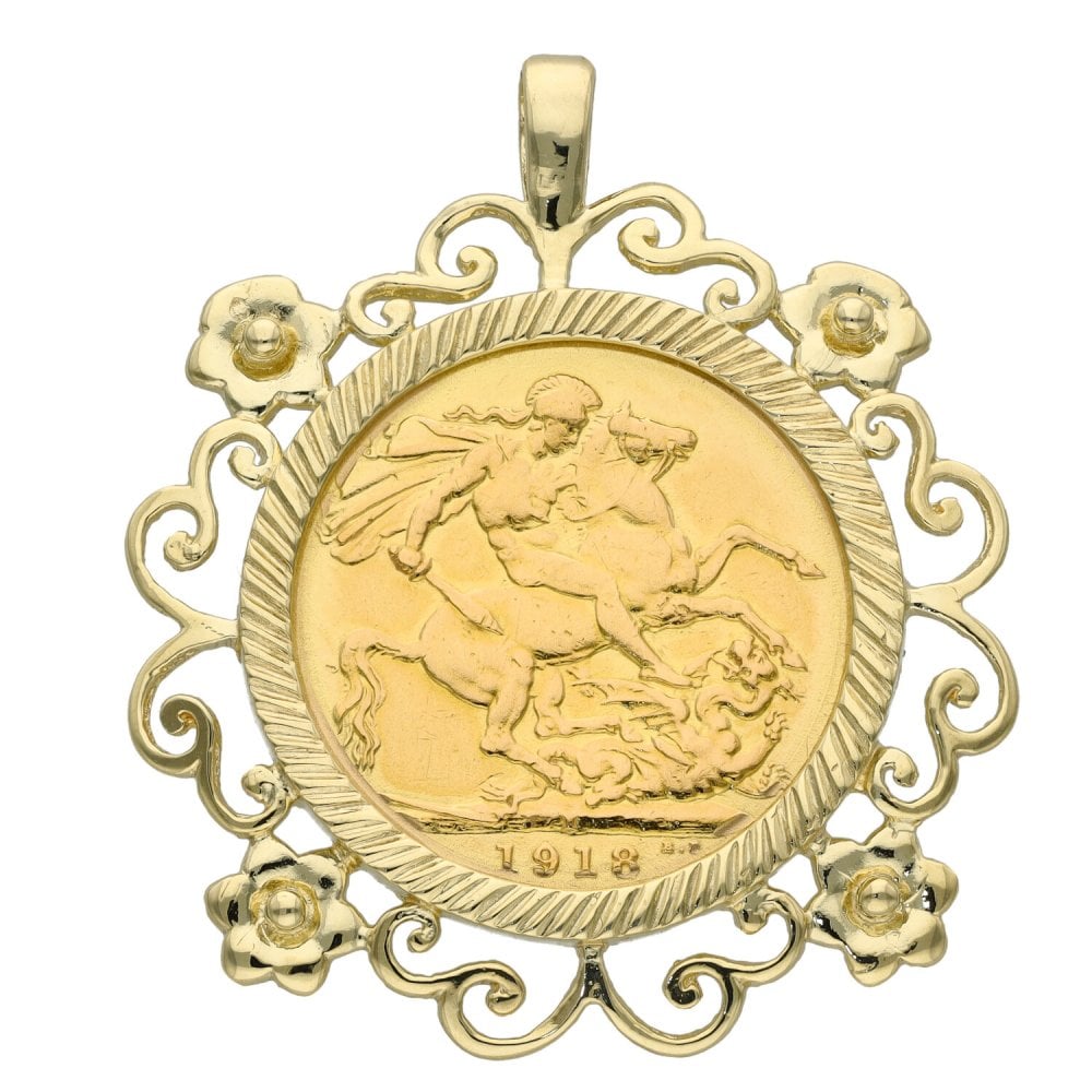 1918 Yellow Gold Full Sovereign Coin Pendant - 11.4g