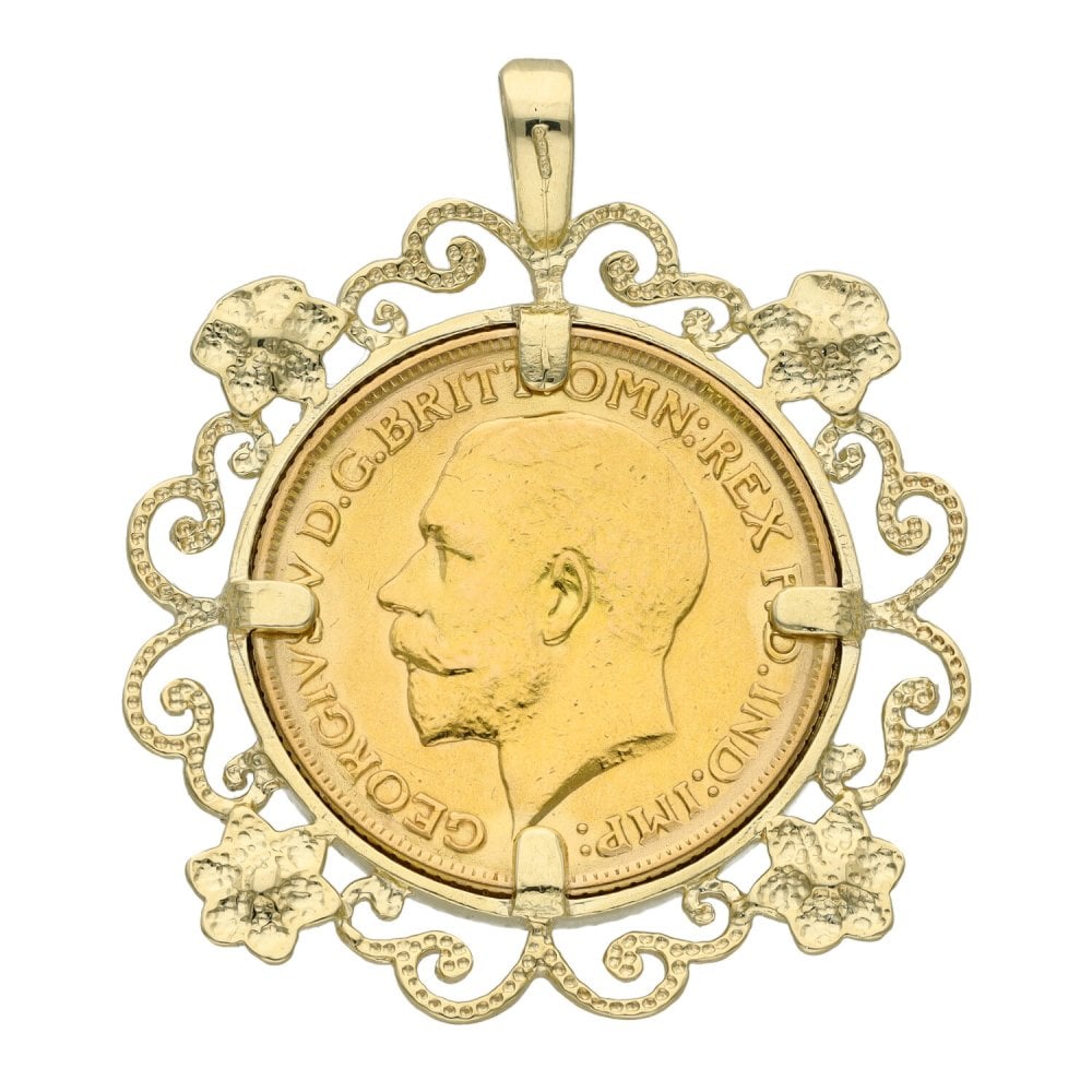 1918 Yellow Gold Full Sovereign Coin Pendant - 11.4g