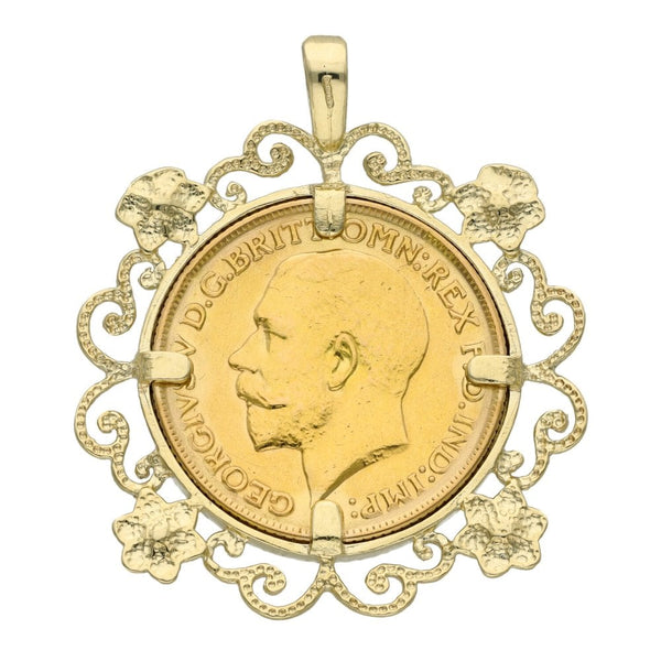 1918 Yellow Gold Full Sovereign Coin Pendant - 11.4g