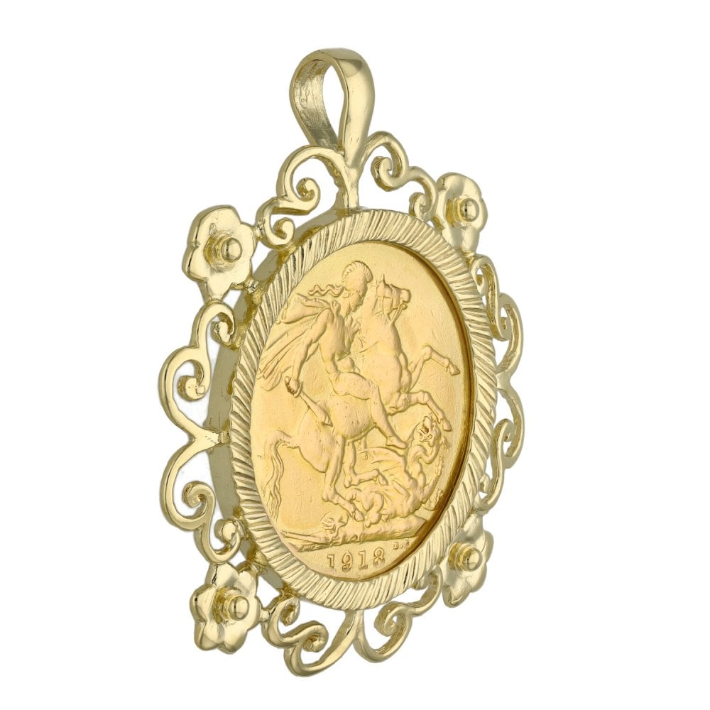 1918 Yellow Gold Full Sovereign Coin Pendant - 11.4g