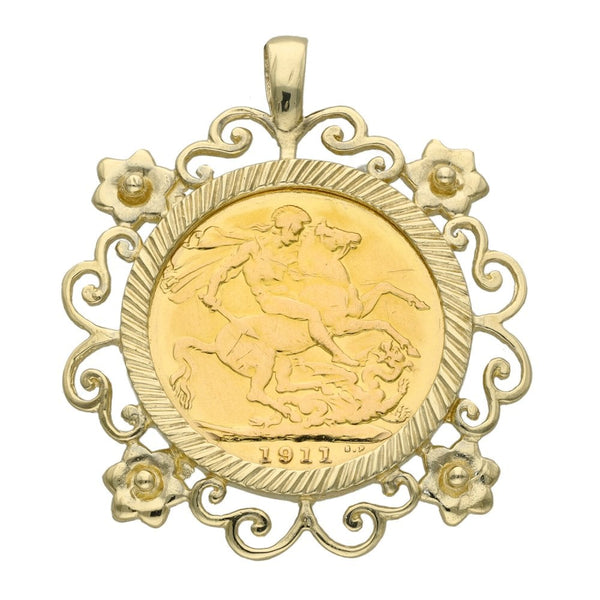 1911 Yellow Gold Full Sovereign Coin Pendant - 11.8g