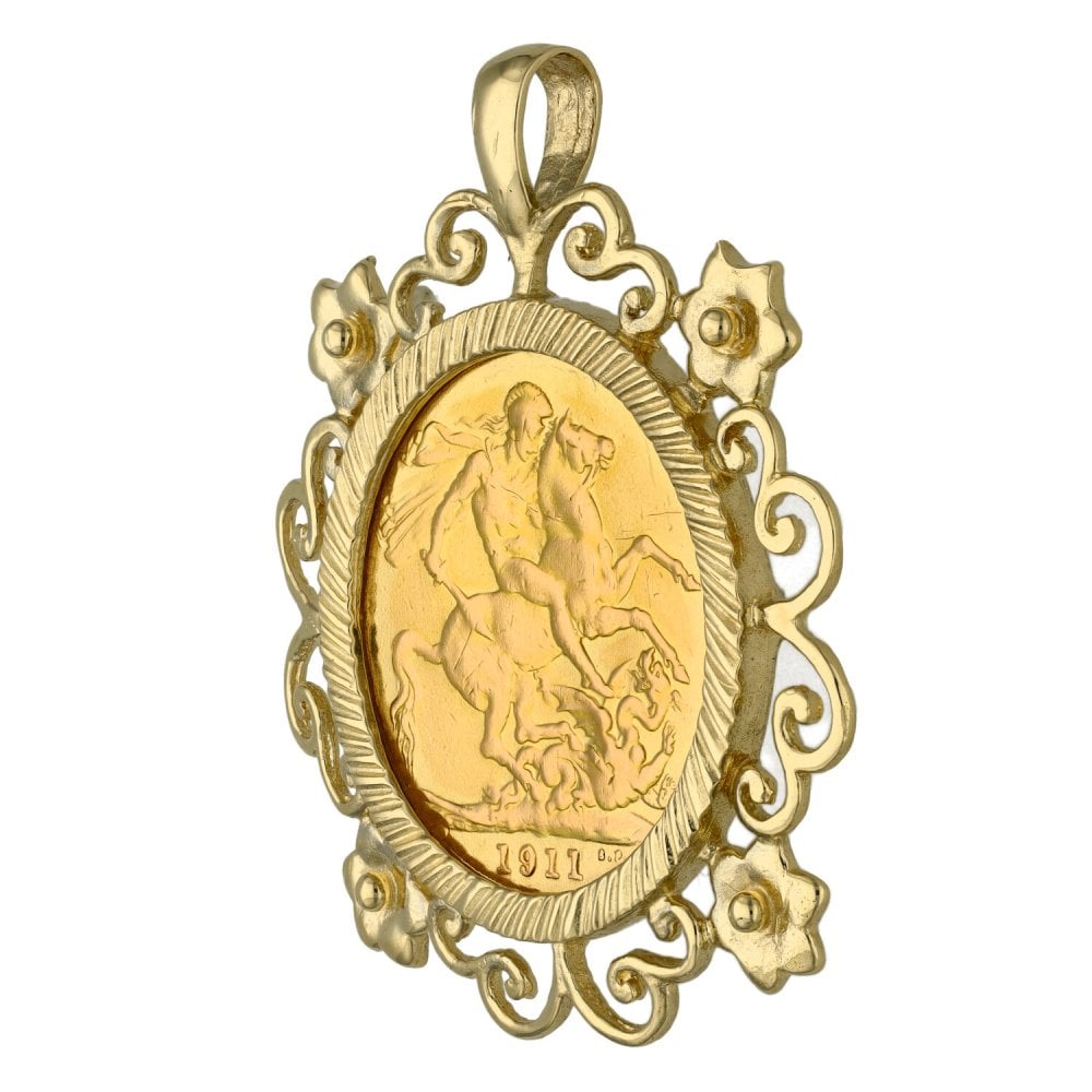 1911 Yellow Gold Full Sovereign Coin Pendant - 11.8g