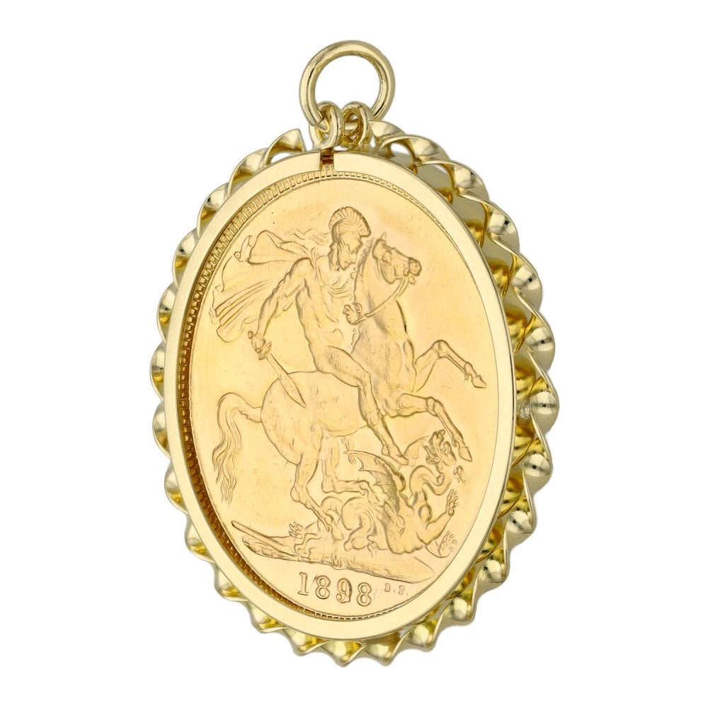 1898 Yellow Gold Full Sovereign Coin Pendant - 8.9g
