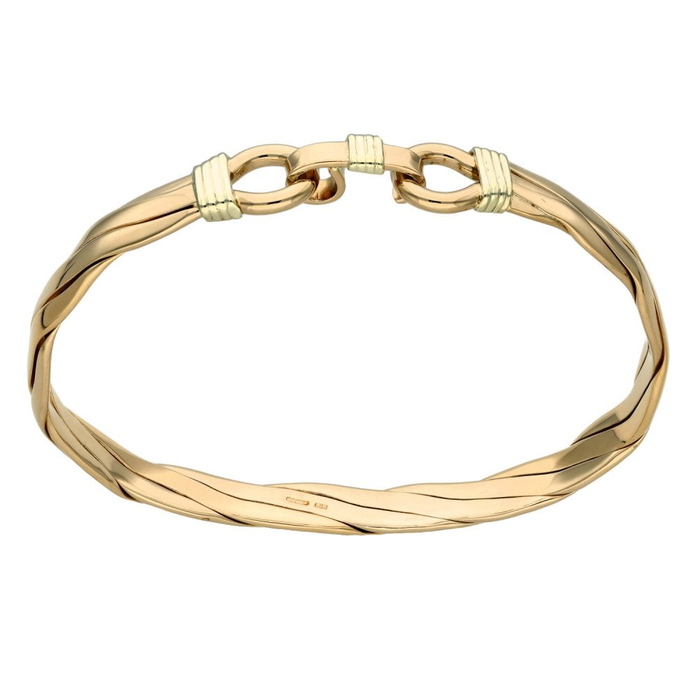 9ct Yellow Gold Twist Bangle - 32.2g