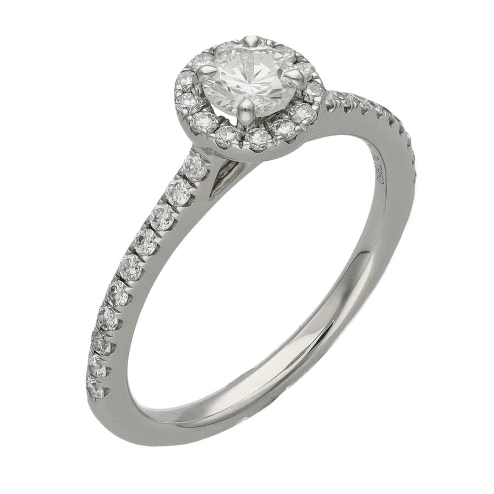 950 Platinum Diamond Cluster Engagement Ring - Size M - 0.71ct
