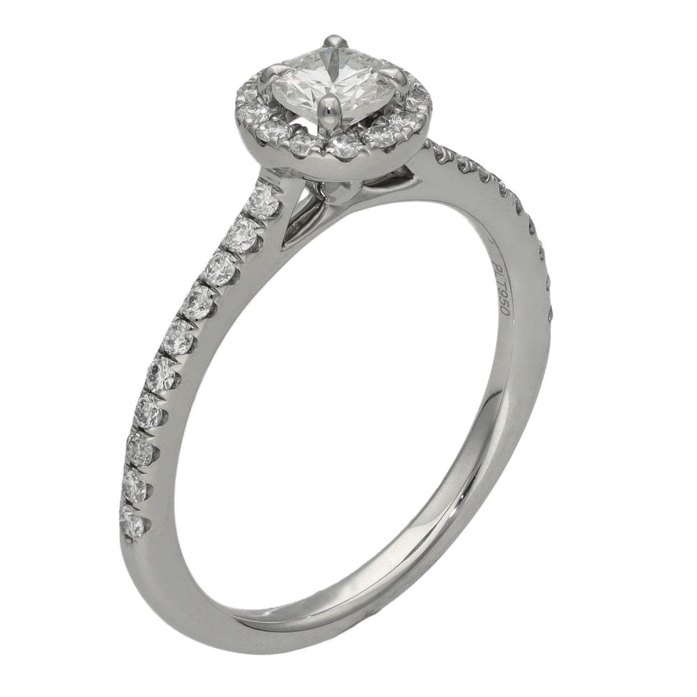 950 Platinum Diamond Cluster Engagement Ring - Size M - 0.71ct