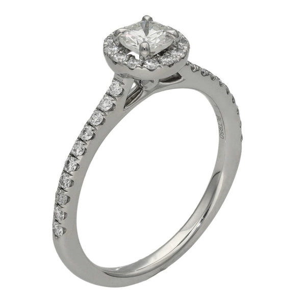 950 Platinum Diamond Cluster Engagement Ring - Size M - 0.71ct