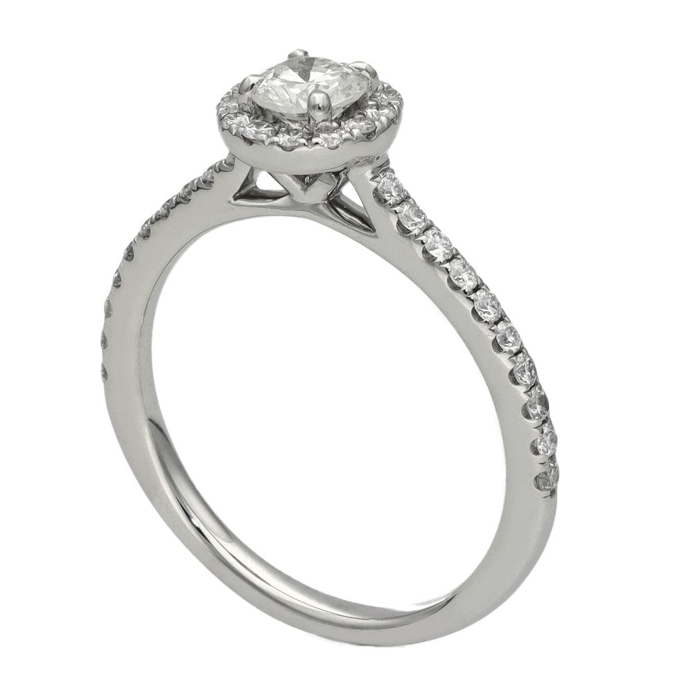 950 Platinum Diamond Cluster Engagement Ring - Size M - 0.71ct