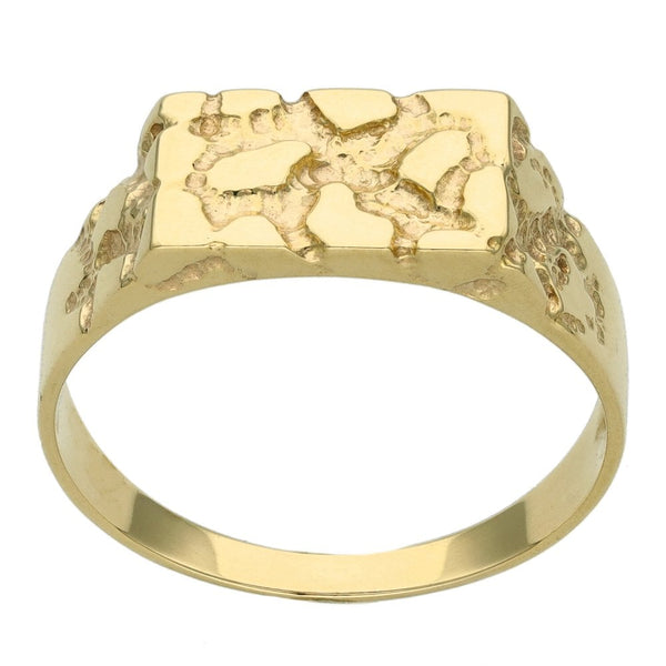 9ct Yellow Gold Patterned Signet Ring - Size Z