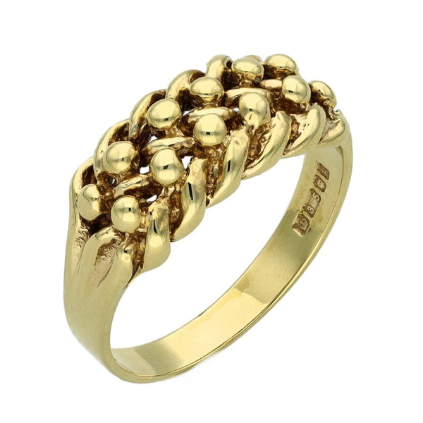 9ct Yellow Gold Two Row Keeper Ring - Size M