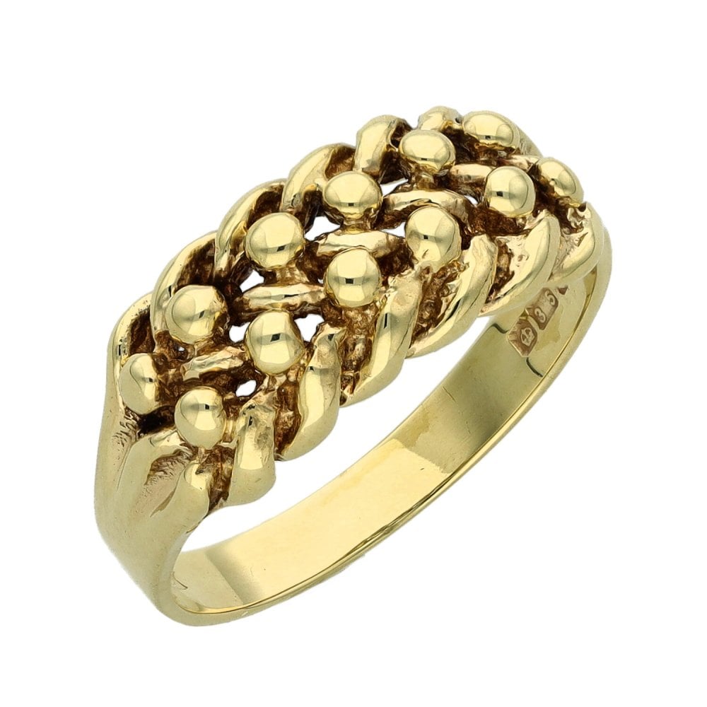 9ct Yellow Gold Two Row Keeper Ring - Size M