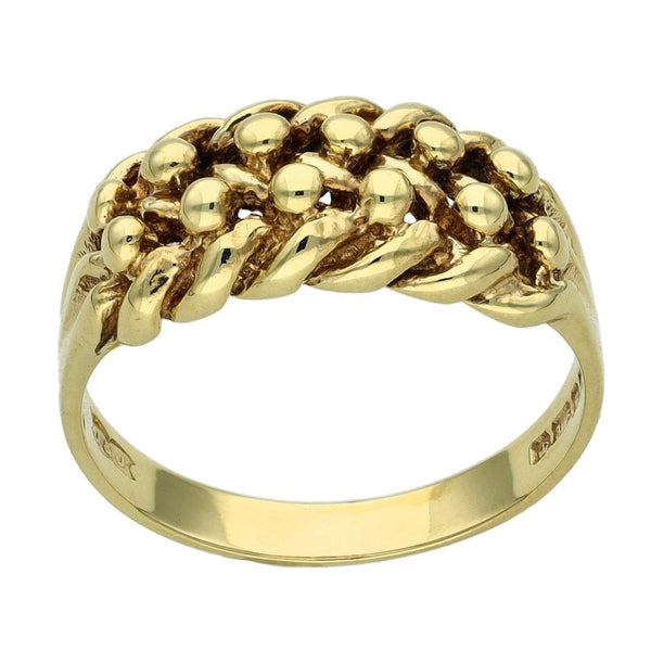 9ct Yellow Gold Two Row Keeper Ring - Size M