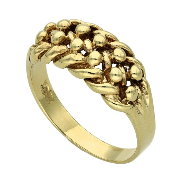 9ct Yellow Gold Two Row Keeper Ring - Size M