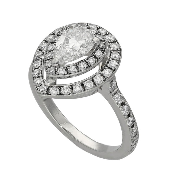 Ladies Platinum Certified Diamond Pear Cut Engagement Ring
