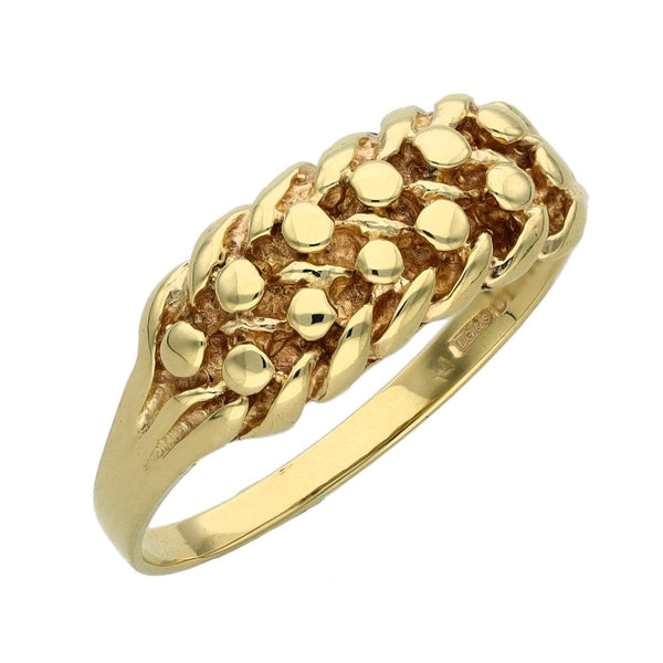 9ct Yellow Gold Two Row Keeper Ring - Size T