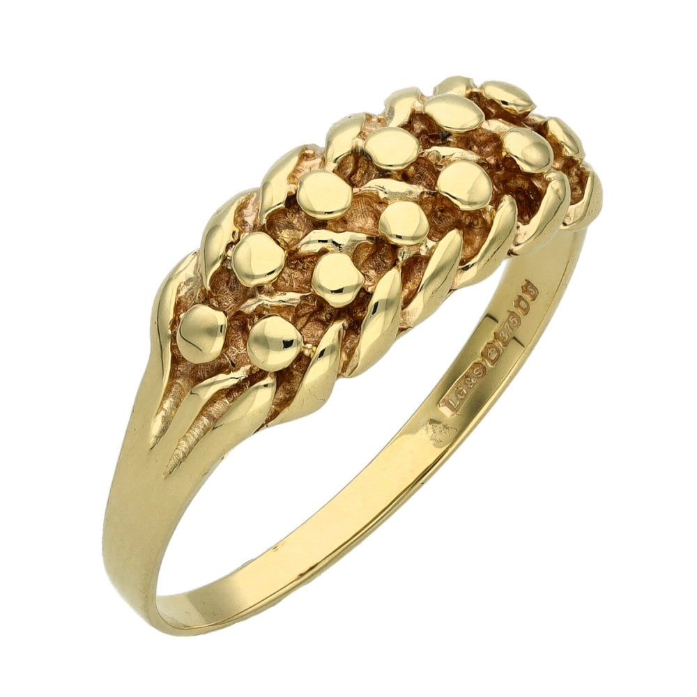 9ct Yellow Gold Two Row Keeper Ring - Size T