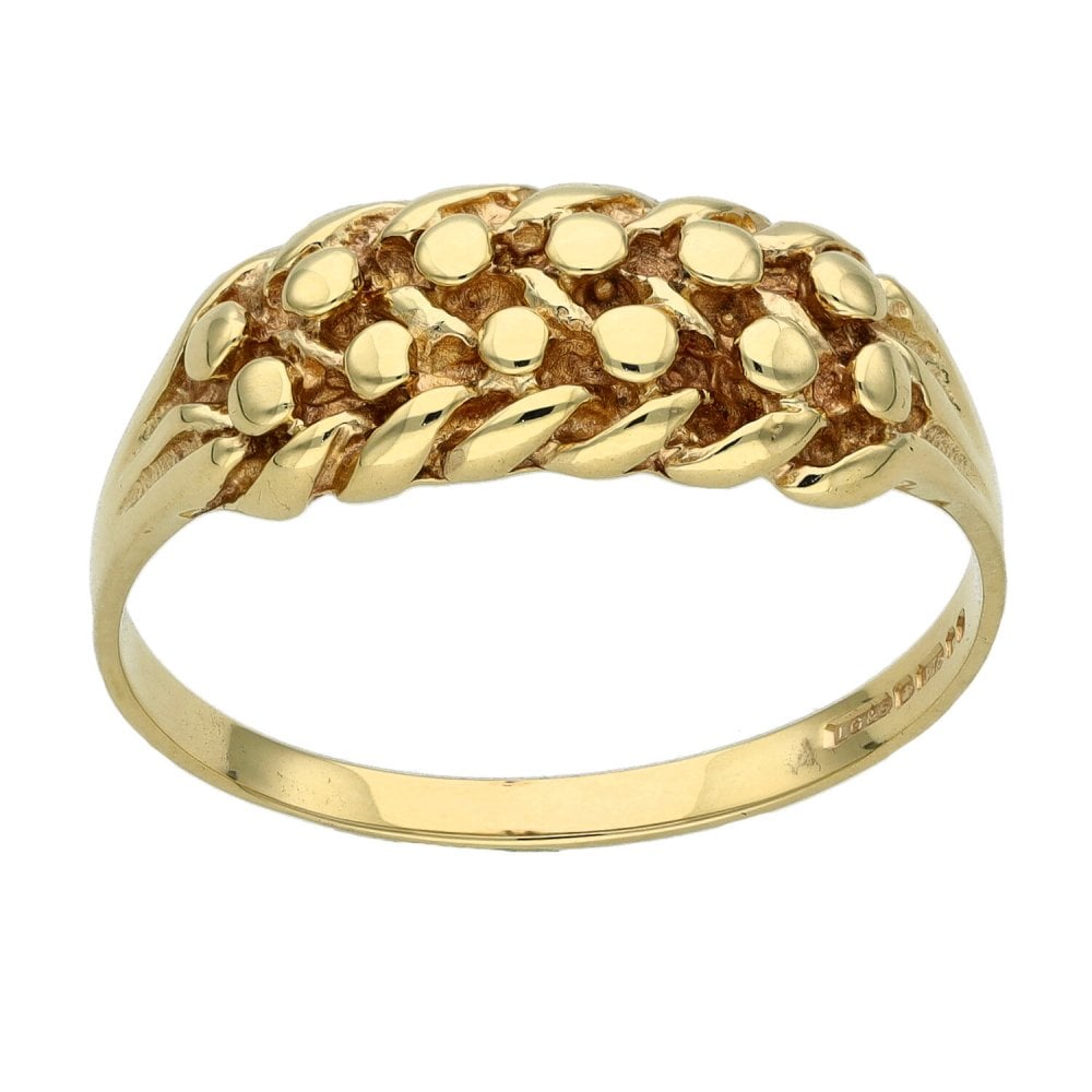 9ct Yellow Gold Two Row Keeper Ring - Size T