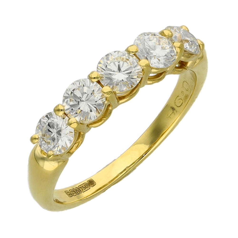 Ladies 18ct Yellow Gold Five Diamond Eternity Ring - 0.75ct