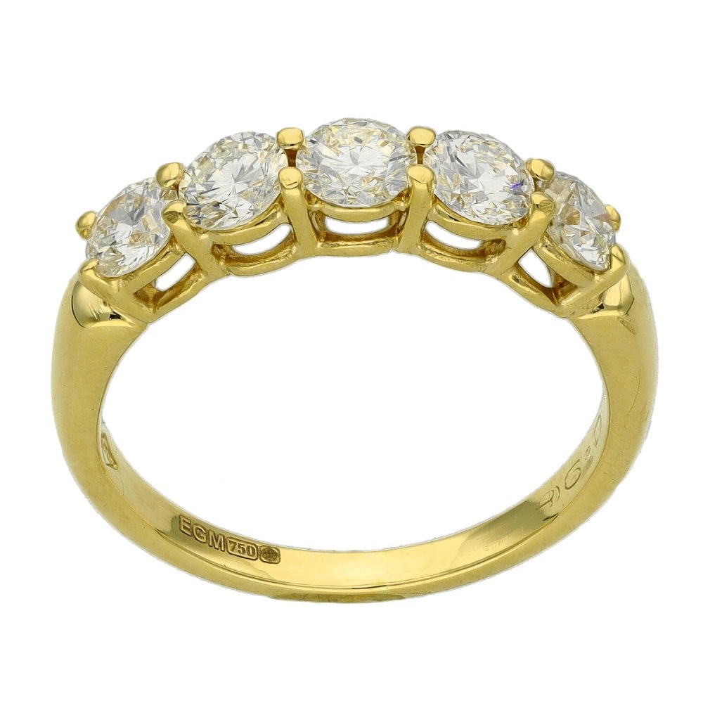 Ladies 18ct Yellow Gold Five Diamond Eternity Ring - 0.75ct