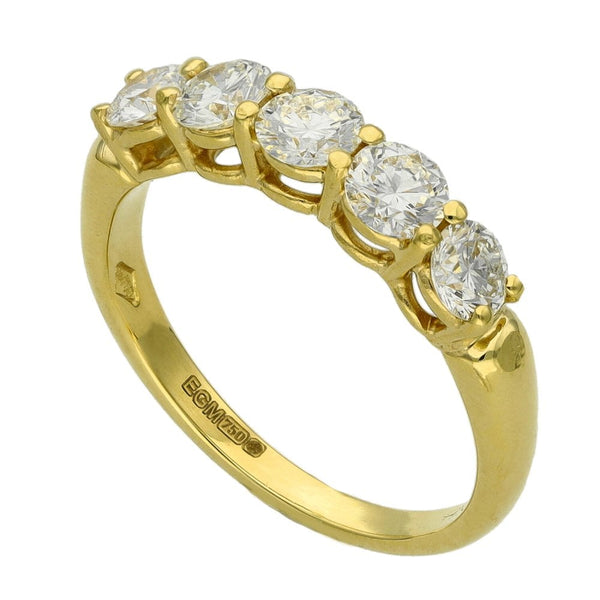 Ladies 18ct Yellow Gold Five Diamond Eternity Ring - 0.75ct