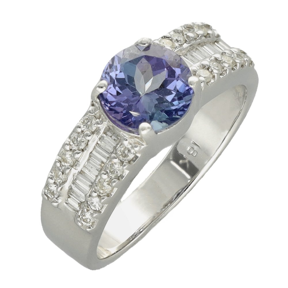 18ct White Gold Tanzanite & Diamond Ring - Size O - 1.90ct