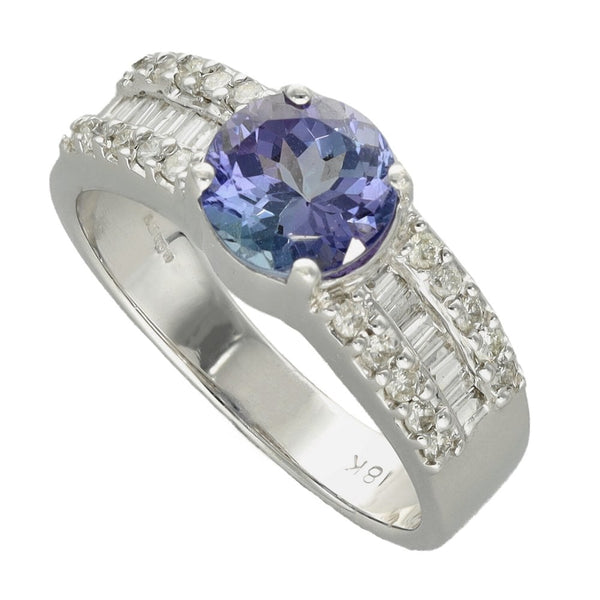 18ct White Gold Tanzanite & Diamond Ring - Size O - 1.90ct