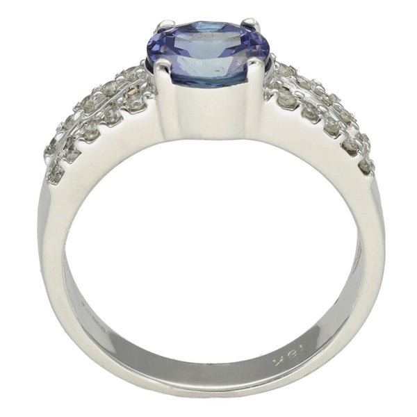 18ct White Gold Tanzanite & Diamond Ring - Size O - 1.90ct