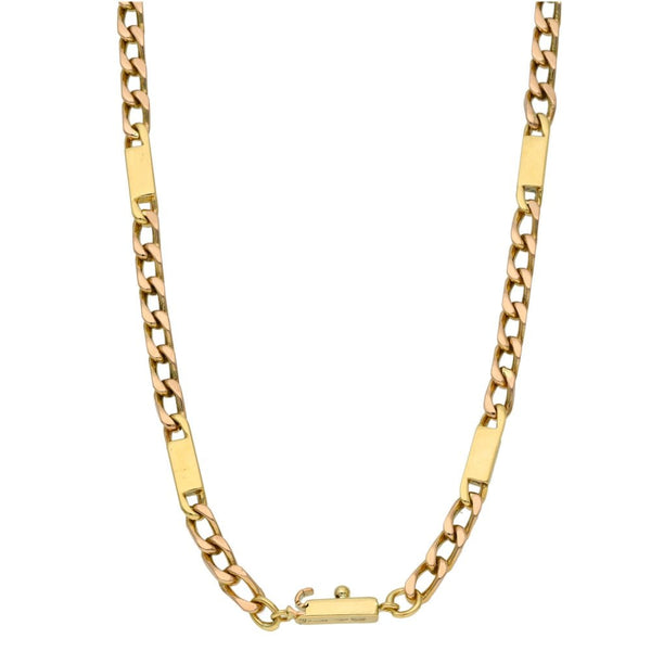 9ct Yellow Gold 24" Bar Link & Curb Chain - 35.2g