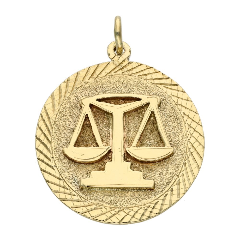 9ct Yellow Gold Libra Scales Pendant - 6.2g