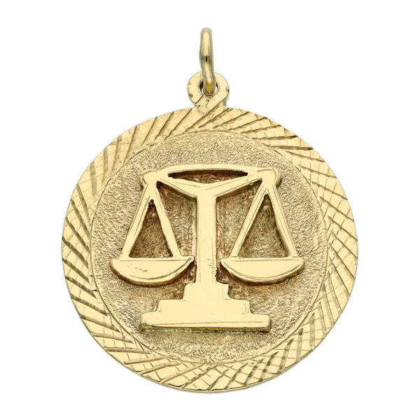 9ct Yellow Gold Libra Scales Pendant - 6.2g