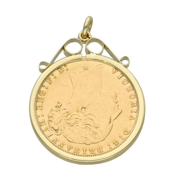 1876 Yellow Gold Full Sovereign Coin Pendant - 9.1g