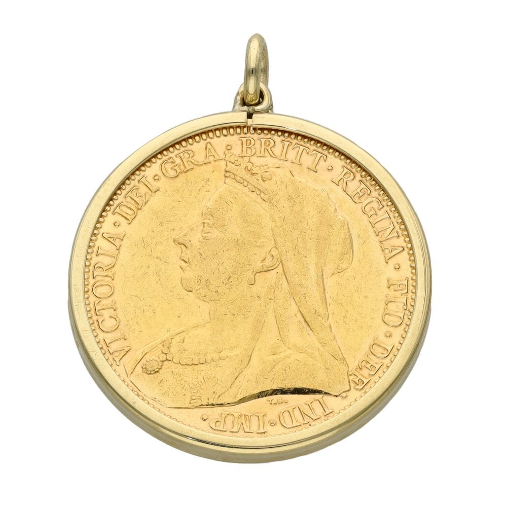 1894 Yellow Gold Full Sovereign Coin Pendant - 8.8g