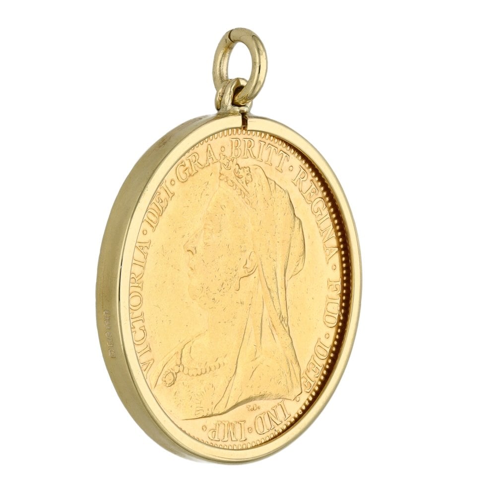1894 Yellow Gold Full Sovereign Coin Pendant - 8.8g