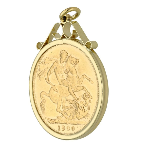 1900 Yellow Gold Full Sovereign Coin Pendant - 9.1g