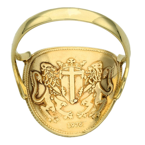 9ct Yellow Gold Bent Over St George Ring - Size W