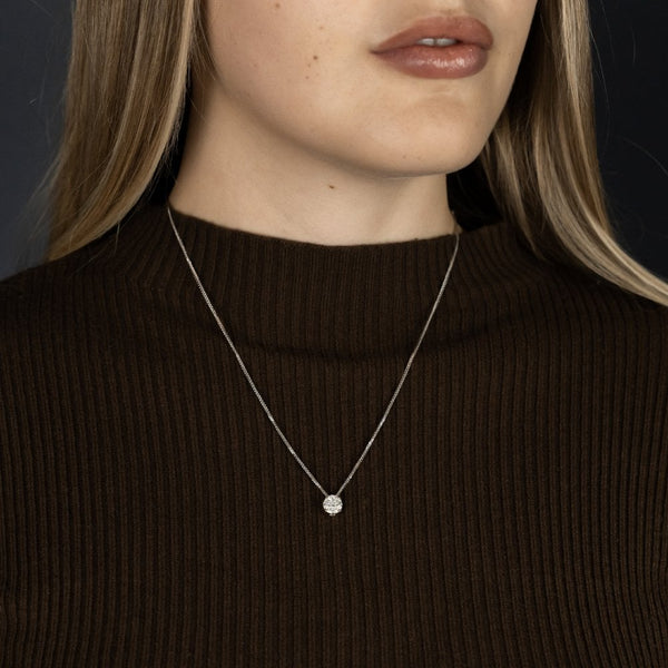 18ct White Gold 0.46ct Diamond Pendant & Necklace - 18" - 0.46ct