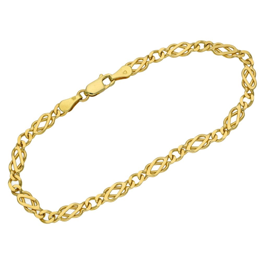 Ladies 9ct Yellow Gold 8" Celtic Style Bracelet - 6.7g
