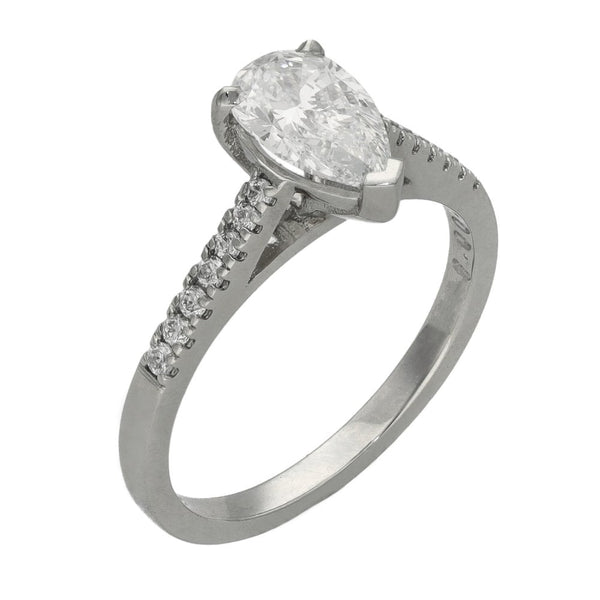 1.14ct Platinum Certified Diamond Engagement Ring - D/VS2