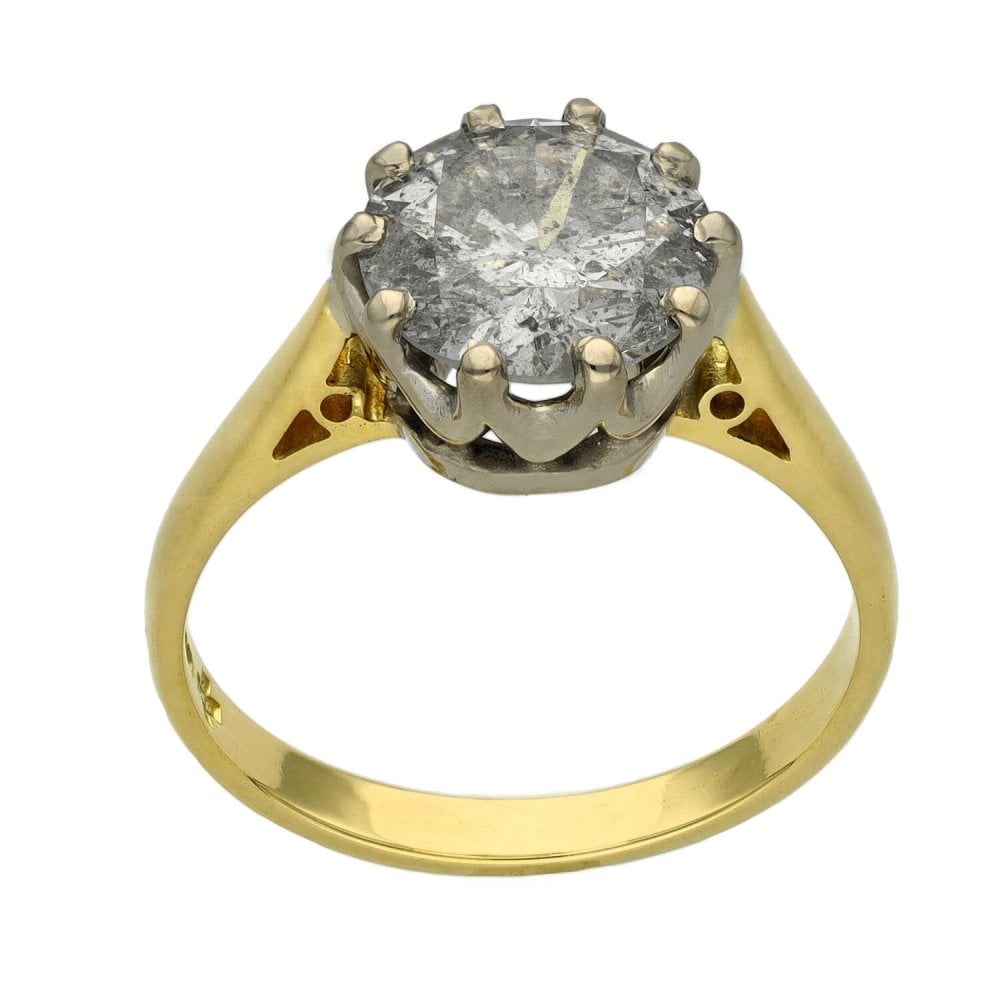 Ladies 18ct Yellow Gold 2.89ct Solitaire Diamond Engagement Ring